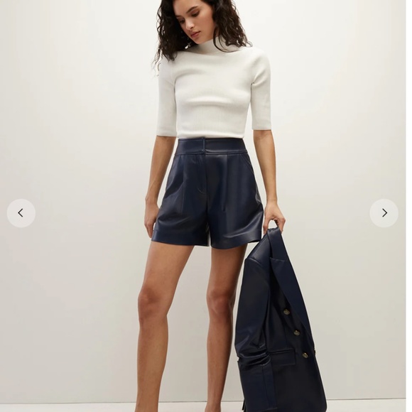 Veronica Beard Haina Vegan Leather Shorts - Picture 2 of 3